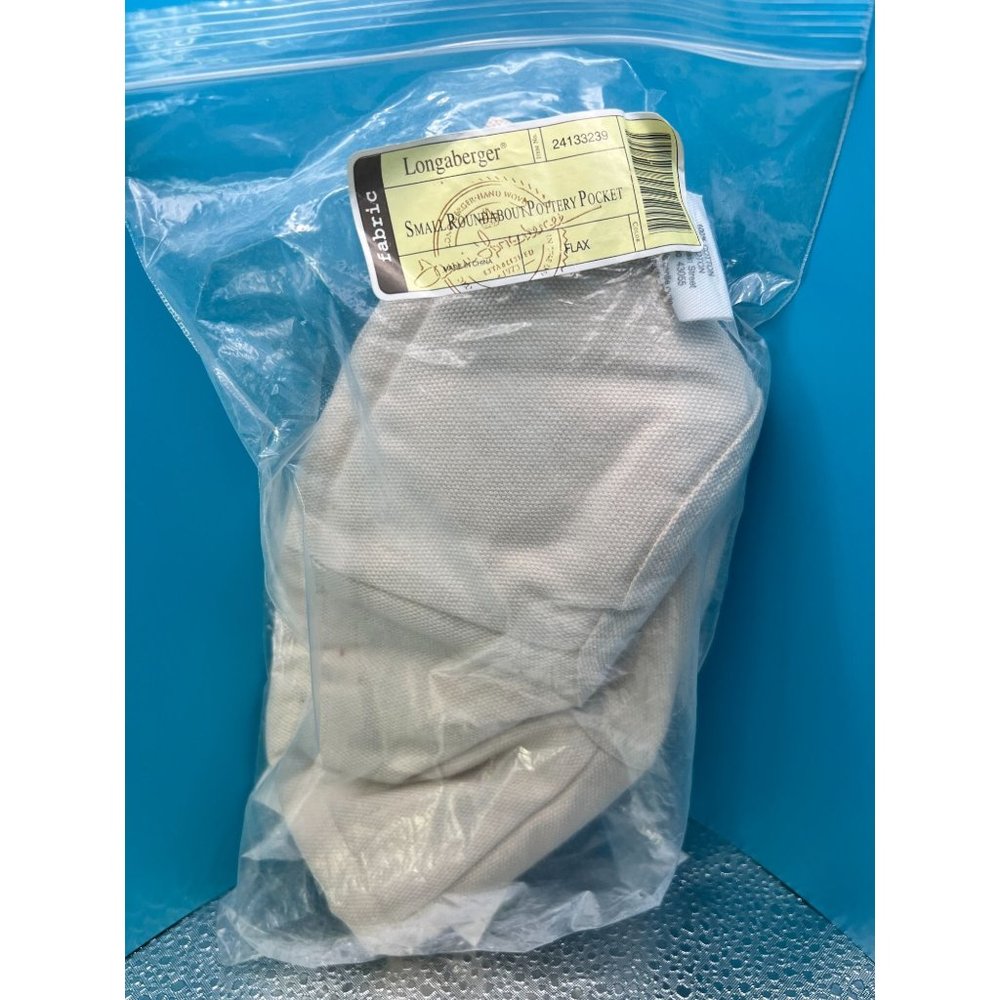 Longaberger Small Roundabout Pottery Pocket Liner in Flax New in Package Cotton